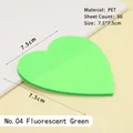Herzförmige PET-Haftnotizen in Neongrün, 50 Blatt, transparent und wasserfest markiert - Neongrünes Herz 50 Blatt