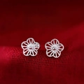 Elegant 925 silver plated hollow flower stud earrings with a refined screw back design - Hollow Five-petal Flower Style (A225)