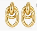 Minimalist interwoven triple-hoop gold earrings with a polished metallic finish - 19X32.5 Gold Style