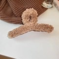 Furry light brown plush cross hair claw clip for women in a cozy winter style setting - Light Brown (25#)