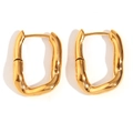 Minimalist 18K gold plated irregular U-shaped hoop earrings in polished finish - Gold