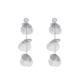 Ohrringe in Silber-Ginkgoblatt-Form mit weißem Zirkon und hohlem dreischichtigem Design - Ginkgo Quaste / Silber (Klein)