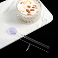Long handle heart-shaped glass stirring spoon in transparent and lavender dual color - Purple