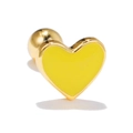 Classic yellow enamel heart stud earring with gold plating and screw back design - Yellow Heart Shaped