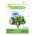 Green and yellow farm tractor shaped foil balloon for kids birthday parties 65x65cm - Farm Tractor