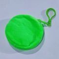 Mini round plush coin purse in neon green with matching plastic lobster clasp and zipper - 8cm / Grass Green