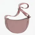 Minimalist lotus pink nylon crescent crossbody bag with adjustable shoulder strap - Taro Purple