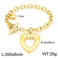 Pulsera de cadena de acero inoxidable dorado con dijes de corazón y cierre OT, 200x8mm - Pulsera Dorada (KB186698-Z)