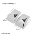 Sleek silver minimalist rectangular stud earrings with a polished mirror finish - Mirror Geometric Style (JDEW2309026-S)