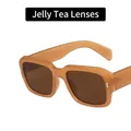 Retro rectangle sunglasses with jelly tea translucent frames and matching tea lenses - Jelly Tea