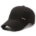 Gorra de béisbol negra clásica para hombre con placa metálica y borde decorado - Ajustable / Negro
