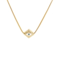 Minimalist gold evil eye pendant necklace with blue enamel and box chain for women - Gold Rhombus Eye