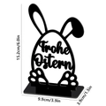 Easter bunny egg acrylic table decoration with Frohe Ostern text measuring 15.2cm high - Black (YKL271)