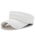 White knitted open top sun hat with braided texture for sports and golf - One Size / White