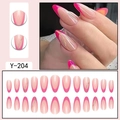 Unghie finte a mandorla stile francese rosa con glitter dorati, set da 24 pezzi - Stile Francese Glitter Oro Rosa (Y-204)