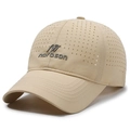 Beige quick-dry baseball cap with laser-cut ventilation holes and narason logo - Adjustable / Khaki