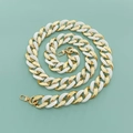 Detail of chunky white resin and gold metal chain link bag strap with lobster clasps - Solid White & Gold