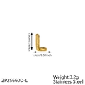 Chubby bubble letter L pendant in golden stainless steel, 1.9x1.3cm charm accessory - Letter-L
