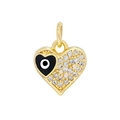 Golden heart pendant with black enamel evil eye and micro-pave cubic zirconia accents - Black Eye Heart 2