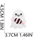 Niedlicher weißer Geist Halloween Stickaufbügler mit rosa Wangen und Süßigkeit 4,5cm - Nr.2 (Klein)