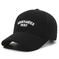 Berretto da baseball in velluto a coste nero con ricamo bianco Treasures 1987 in stile retrò - Regolabile / Nero Con Ricamo Bianco