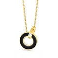 Collar de acero de titanio dorado con anillos romanos dobles e incrustaciones - Dorado (KN115888-K)