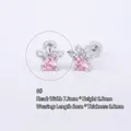 Orecchino a perno zampa d'argento con zircone rosa a cuore e piccoli accenti bianchi - B03306b Argento Zircone Rosa Zampa 6#