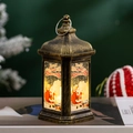 Vintage gold LED Christmas lantern with Santa Claus pattern for festive home decoration - Bronze Santa