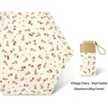 Retro cherry pattern sun umbrella with matching case and lightweight aluminum pole - Gold Pole Color Glue Retro Cherry