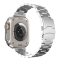Bracelet à maillons en titane argenté pour Apple Watch Ultra avec détails orange - 42/44/45/46/49mm / Argenté