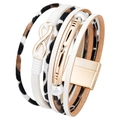 Bracciale bohémien multistrato leopardato con simbolo dell'infinito e chiusura magnetica - Bracciale Perla Infinito Leopardato Bianco