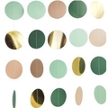 Mint green, dark green, pink, and gold paper circle garland hanging party decoration - 2 Meters / Bean Green Circles