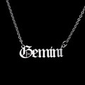 Macro detail of Gemini gothic pendant necklace in polished stainless steel finish - Gemini-Silver