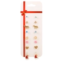 8-pair Christmas stud earrings set with reindeer and snowflake motifs on card - Hat Style (A-1434)