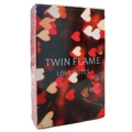Twin Flame Love Notes oracle card deck box in red and black with heart bokeh effects - B27 Twin Flame Love Notes Oracle Cards