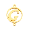 Golden stainless steel letter G pendant with double ring design for DIY jewelry - Letter G(KLJ5122-Z)