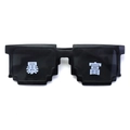 Funny black pixel mosaic sunglasses with white Chinese text for parties and social media - Sudden Wealth Style