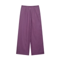 Detailed view of purple wide-leg trousers with elastic waistband and woven texture - XS / Bottoms / Purple