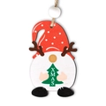 Gnomo di Natale in legno da appendere con cappello a pois rossi e motivo di albero - Stile Gnomo XMAS