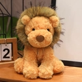 Soft plush lion toy with brown mane and orange body sitting on a wooden surface - Lion / 23CM