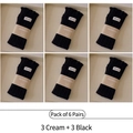 6-pair pack of black and cream rib-knit mid-tube socks with sweet ruffled edges - Combination Set / Black