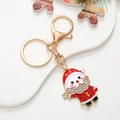Detailed view of Santa Claus metal keychain with rhinestones on a festive white backdrop - Santa Claus A Gold (D2845)