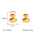 Detailed dimensions of 18k gold oval earrings showing 2.23cm height and 10.8g weight - Gold Oval Bean Stud Earrings (HC-E10521)