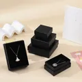 Detailed view of black Laini texture jewelry boxes for necklaces and earrings display - Linen Pattern Black; 5*8*3cm