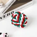 Durable cotton rope knot ball for dogs with red white and green festive holiday colors - 7cm 85g / Christmas Colors (Red & Green)