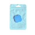 Blue flower shaped makeup sponge in transparent resealable bag with hanging hole - 6x10cm * Macaron Blue * 16 Silk