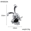 Silver rabbit jewelry pendant with dimensions 3.0cm height and black detailing - Rabbit-Silver Black
