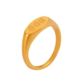 Anello chevalier minimalista in acciaio dorato con numero fortunato 666 inciso - US 7 / Oro Numero 666