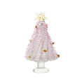 Pink and clear spiral glass Christmas tree ornament with yellow star and round base - Style B 38*68mm / Pink