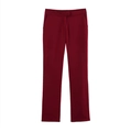 Vista dettagliata dei pantaloni a zampa rosso scuro con design in vita e tasche laterali - Pantaloni Rossi